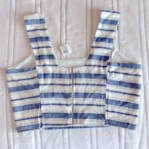 NWT ANGL crop tank top Denim stripe L